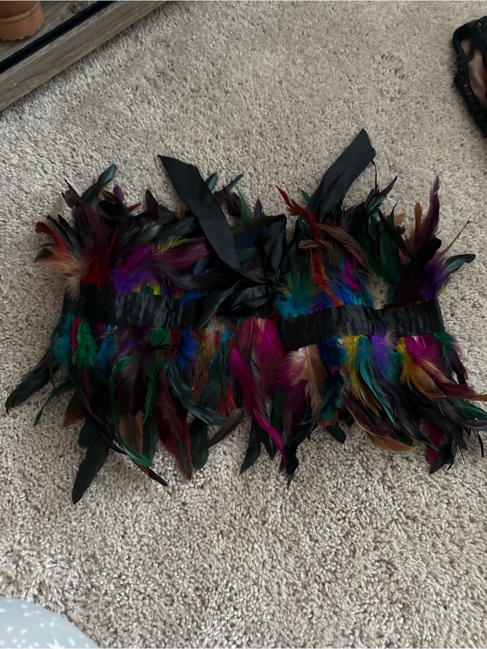 Kids Multicolor Feather Bandeau Costume with Black Ribbon